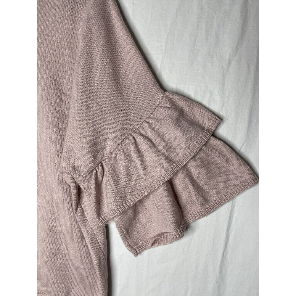 ELOQUII Women's Plus Ruffled Tiered Sleeve Sweater Pink Size 22/24 - Picture 2 of 9